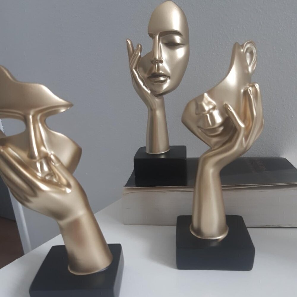 🆕3 PCS Thinker Statue, Golden Black Abstract Art Sculpture Modern Home Decor